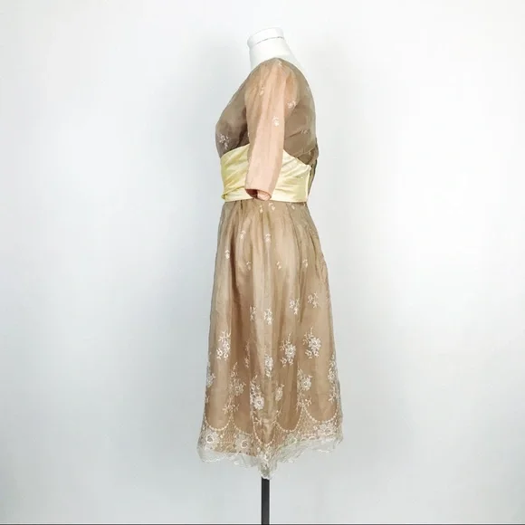 Vintage 1950’s Kay-Seliq Embroidered Organza DressSize XS